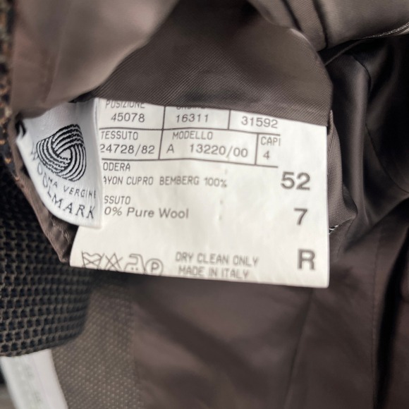Canali Made In Italy Mens Blazer Brown Patterned Sport Coat Jacket 52R 100% Wool - Picture 10 of 11